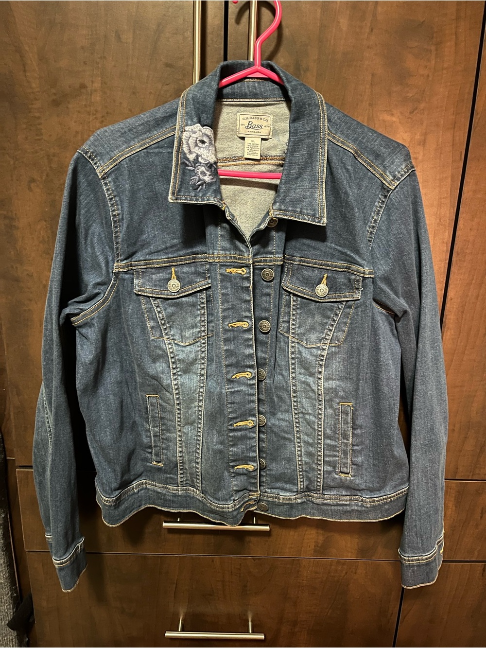 G.H. Bass & Co. Dark Blue Denim Jacket with Embroidered Collar